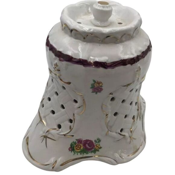 Vintage Porcelain Lampshade - Victorian Style with Roses and Gold Accents - Picture 3 of 6